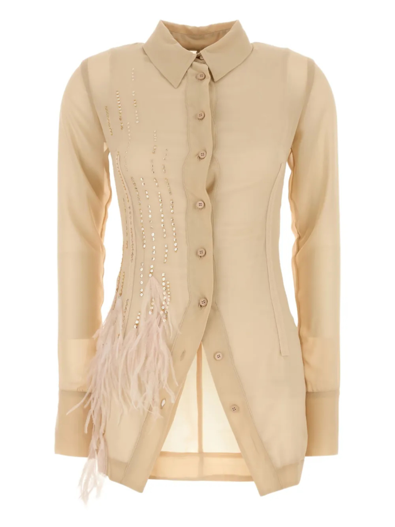 Рубашка, украшенная кристаллами The Attico, нейтральный
Рубашка, украшенная кристаллами The Attico, нейтральный