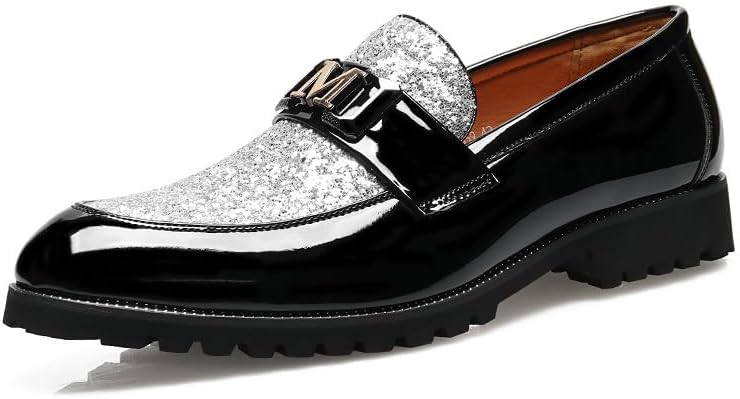 Мужские лоферы Santimon из лакированной кожи с блестками, металлической пряжкой, без шнурков, с толстой подошвой, формальные и повседневные свадебные туфли, серебро
Мужские лоферы Santimon из лакированной кожи с блестками, металлической пряжкой, без шнурков, с толстой подошвой, формальные и повседневные свадебные туфли, серебро
