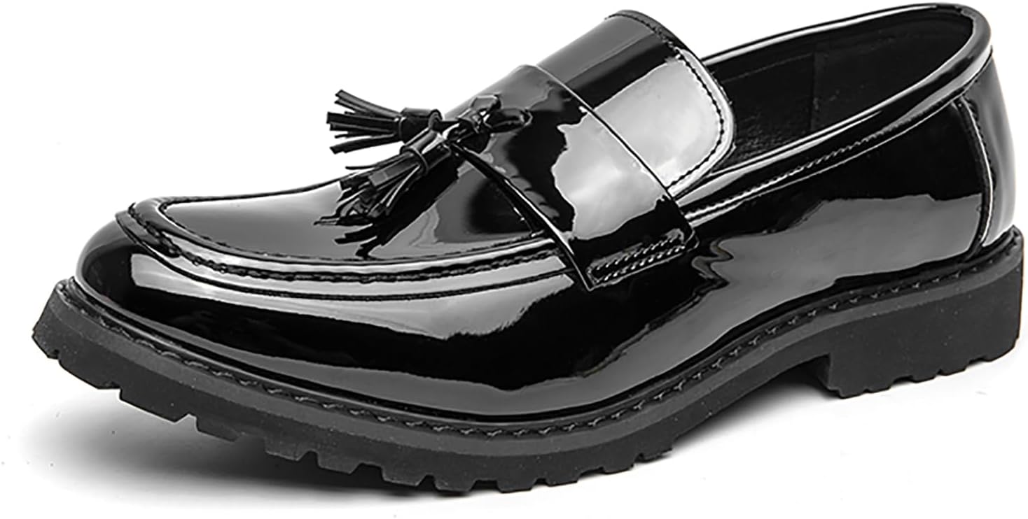 Мужские лоферы с кисточками из лакированной кожи на высокой подошве с каблуком, противоскользящей подошвой, округлый носок, удобные повседневные и формальные оксфорды Mviobuy, черный
Мужские лоферы с кисточками из лакированной кожи на высокой подошве с каблуком, противоскользящей подошвой, округлый носок, удобные повседневные и формальные оксфорды Mviobuy, черный