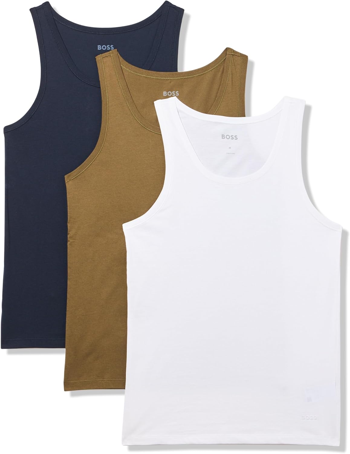 Набор из 3 классических хлопковых маек для мужчин BOSS, Olive/White/Navy
Набор из 3 классических хлопковых маек для мужчин BOSS, Olive/White/Navy