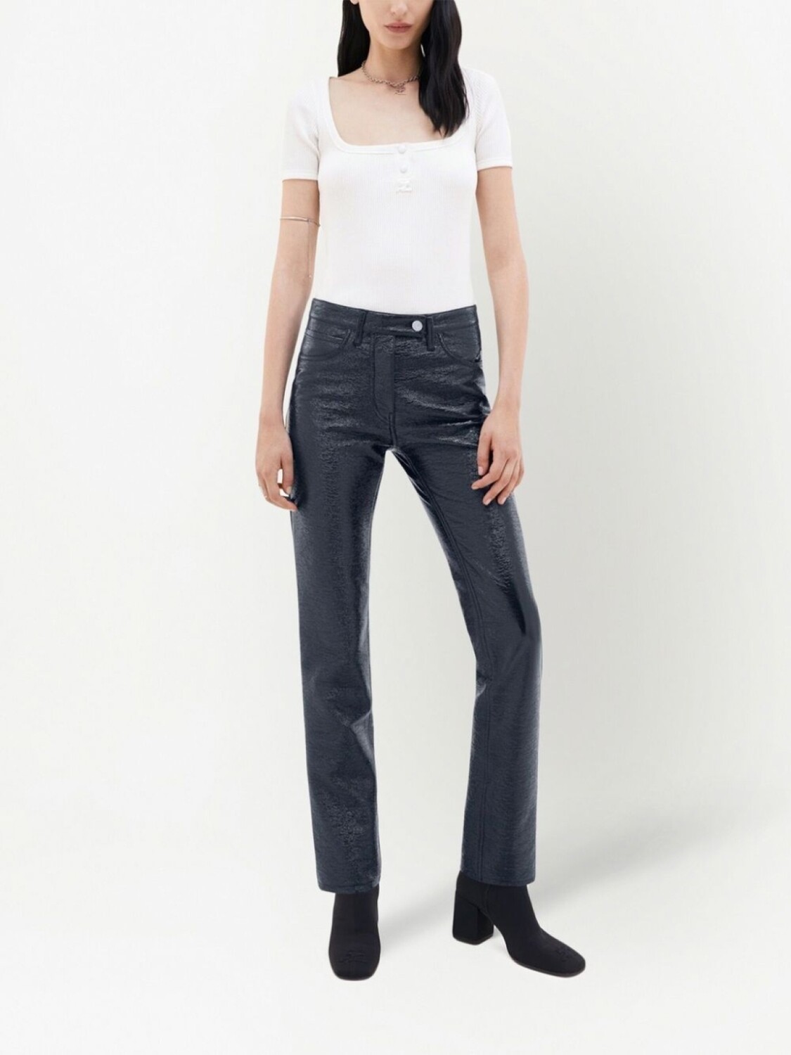 Courrèges виниловые брюки с карманами, синий
Courrèges виниловые брюки с карманами, синий