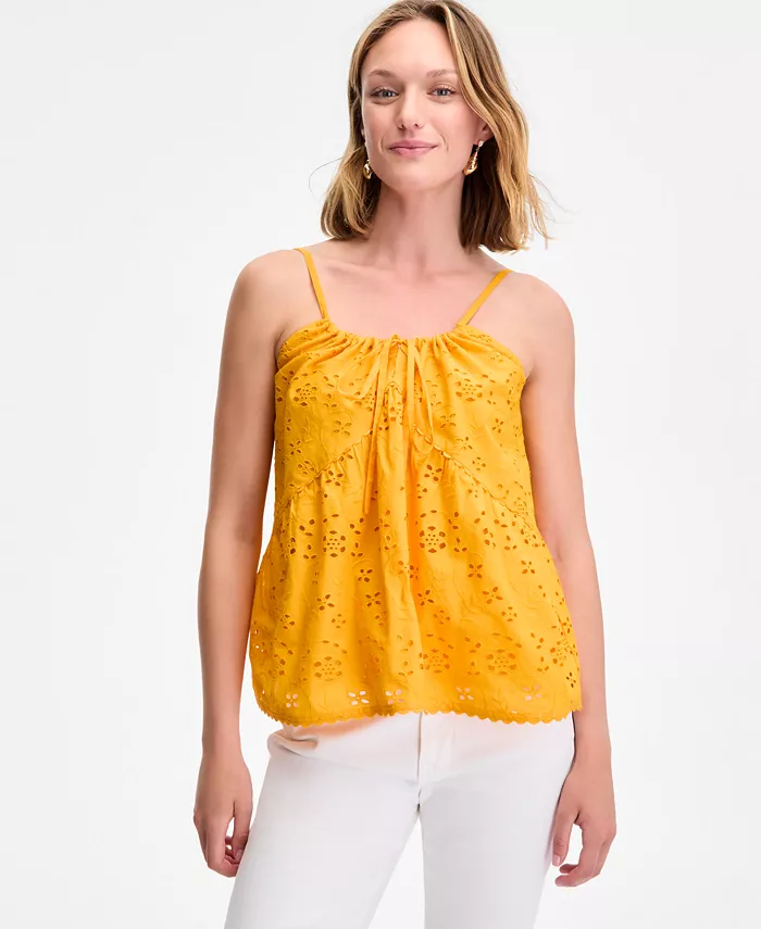 Женский топ с ажурными вставками и фигурным краем On 34th, оранжевый
Женский топ с ажурными вставками и фигурным краем On 34th, оранжевый