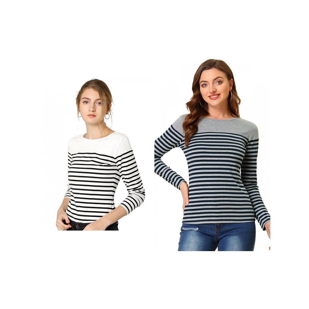Набор из 2 женских повседневных футболок в полоску с длинными рукавами и цветными блоками ALLEGRA K, цвет Black White Gray Blue
Набор из 2 женских повседневных футболок в полоску с длинными рукавами и цветными блоками ALLEGRA K, цвет Black White Gray Blue