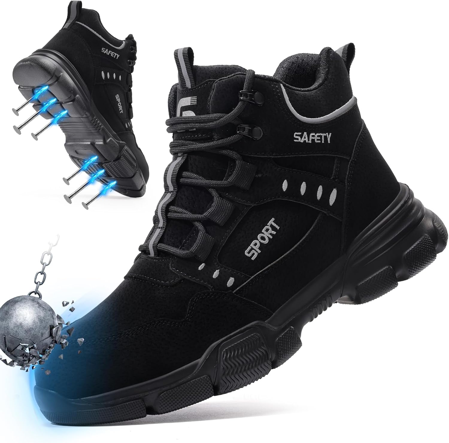 Мужские высокие ботинки GUSAYEX с стальным носком, водоотталкивающие и устойчивые к проколам из кевлара, безопасная обувь для строительства и складов, мужские утилитарные туфли, черный
Мужские высокие ботинки GUSAYEX с стальным носком, водоотталкивающие и устойчивые к проколам из кевлара, безопасная обувь для строительства и складов, мужские утилитарные туфли, черный