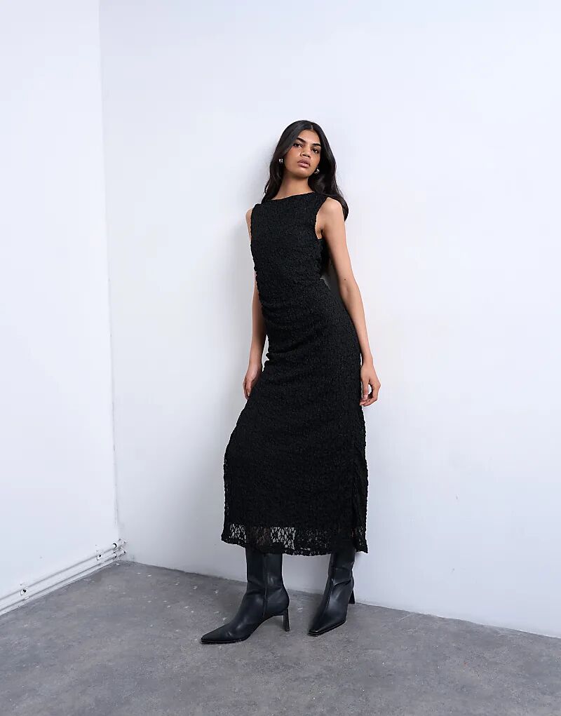 Кружевное платье макси Topshop без рукавов с разрезом сбоку, черное
Кружевное платье макси Topshop без рукавов с разрезом сбоку, черное