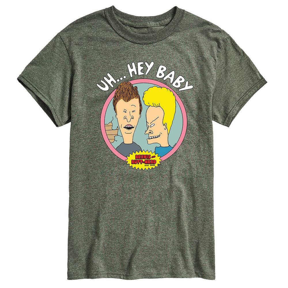 Мужская футболка с рисунком Beavis & Butthead Uh... Hey Baby Licensed Character, цвет Heather Green 
Мужская футболка с рисунком Beavis & Butthead Uh... Hey Baby Licensed Character, цвет Heather Green