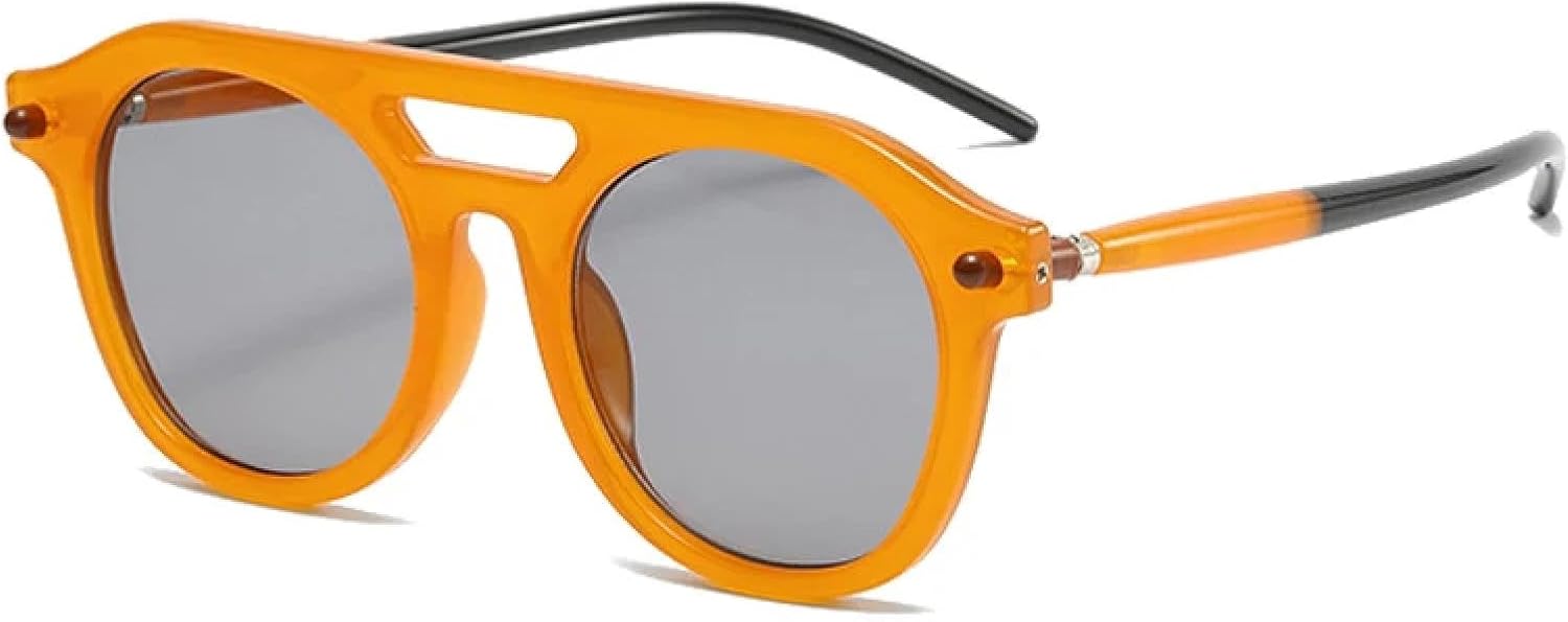 Модные женские солнцезащитные очки с двойной перемычкой, прозрачные градиентные линзы, защита от УФ-излучения UV400, ретро-очки для мужчин с заклепками TVTBBVV, Orange Light Gray
Модные женские солнцезащитные очки с двойной перемычкой, прозрачные градиентные линзы, защита от УФ-излучения UV400, ретро-очки для мужчин с заклепками TVTBBVV, Orange Light Gray