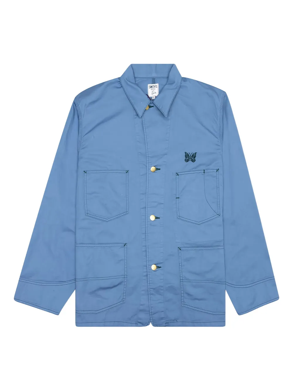 Куртка-рубашка из твила с вышитыми бабочками от X Smith Needles, синий
Куртка-рубашка из твила с вышитыми бабочками от X Smith Needles, синий