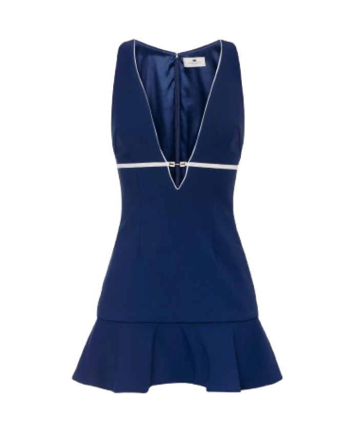 Платье без рукавов с V-образным вырезом и оборкой Elisabetta Franchi, синий
Платье без рукавов с V-образным вырезом и оборкой Elisabetta Franchi, синий