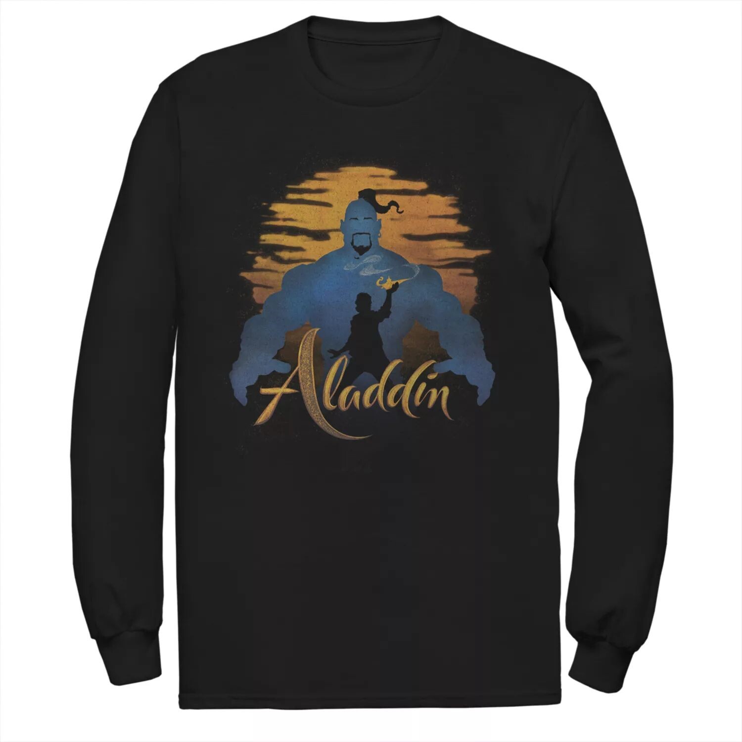 Мужская футболка Disney's Aladdin с силуэтом джинна и рисунком с длинными рукавами
Мужская футболка Disney's Aladdin с силуэтом джинна и рисунком с длинными рукавами