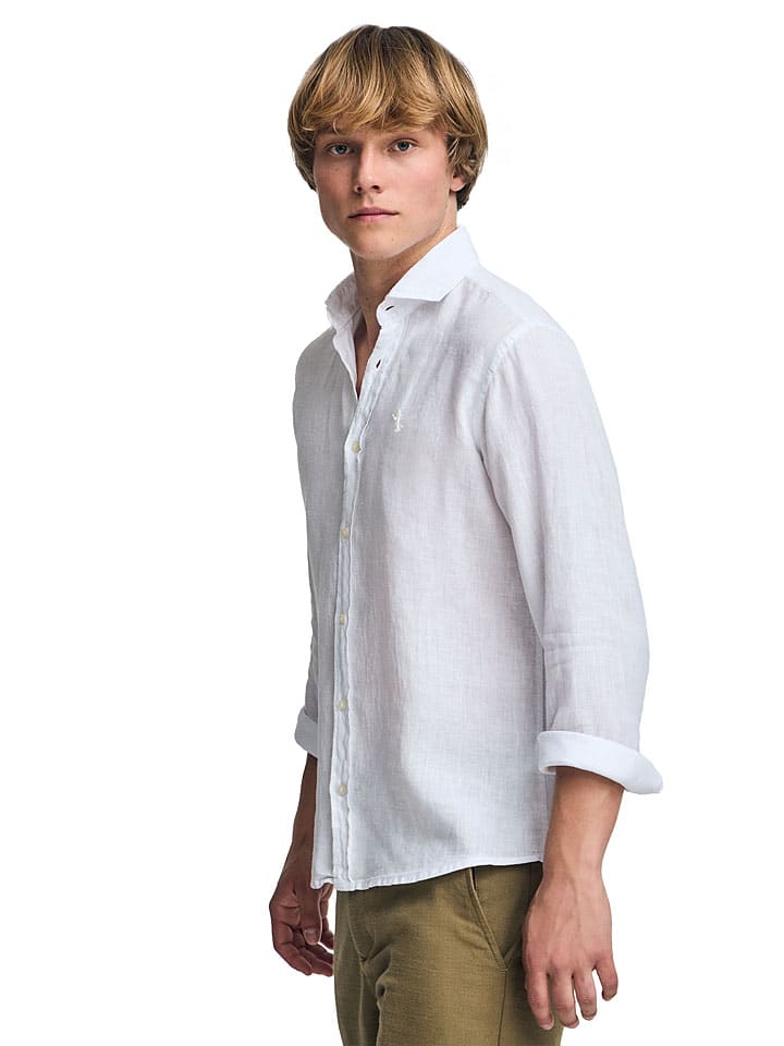 Polo Club Льняная рубашка приталенного кроя белого цвета
Polo Club Льняная рубашка приталенного кроя белого цвета