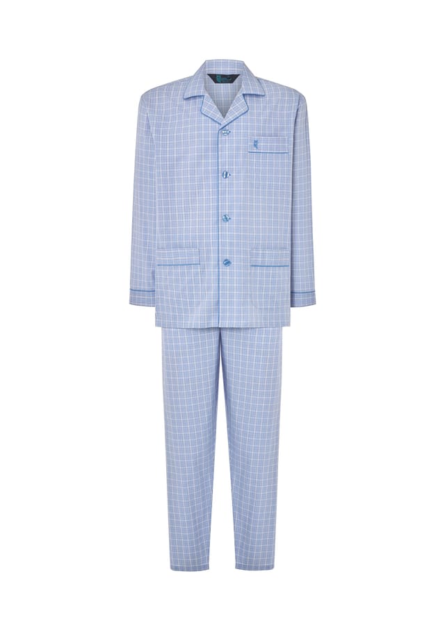 Пижама из хлопкового поплина в клетку с воротником-лацканом El Búho Nocturno, синий
Пижама из хлопкового поплина в клетку с воротником-лацканом El Búho Nocturno, синий