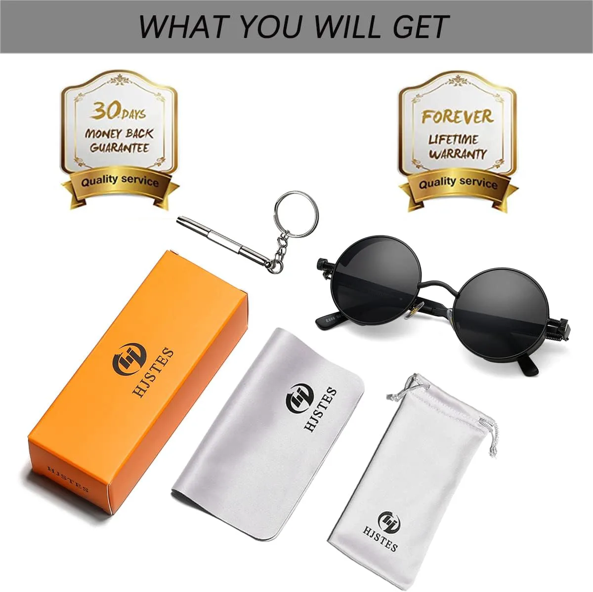 HJSTES Винтажные круглые солнцезащитные очки в стиле стимпанк для женщин и мужчин, круглые готические очки в ретро-металлической оправе, A18 Black Lens/Black Frame
HJSTES Винтажные круглые солнцезащитные очки в стиле стимпанк для женщин и мужчин, круглые готические очки в ретро-металлической оправе, A18 Black Lens/Black Frame