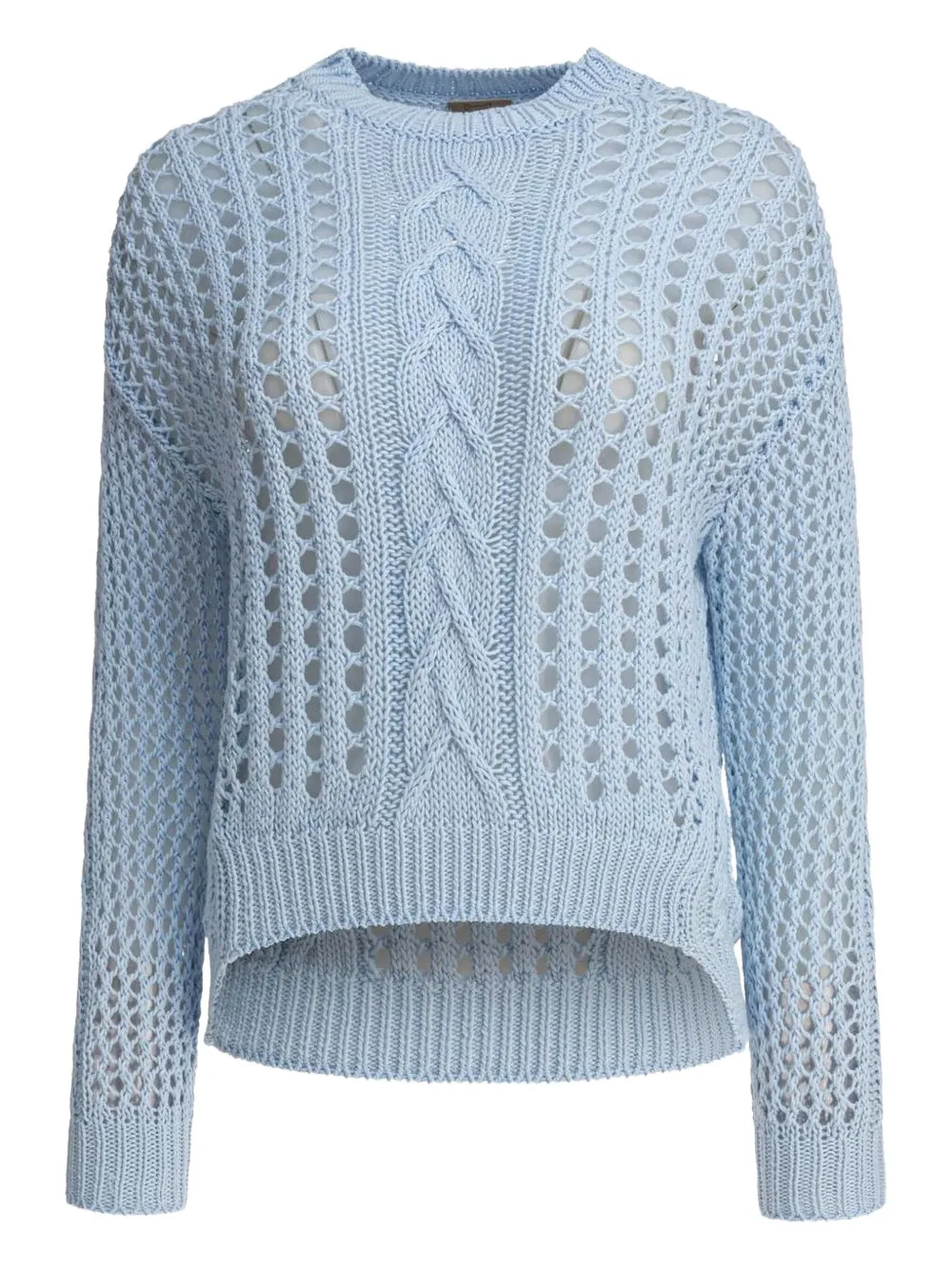 Свитер с косой вязкой и люверсами RAKKI, синий
Свитер с косой вязкой и люверсами RAKKI, синий