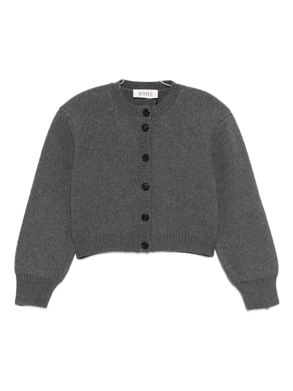 Кардиган в рубчик с пуговицами Róhe, серый 
Кардиган в рубчик с пуговицами Róhe, серый