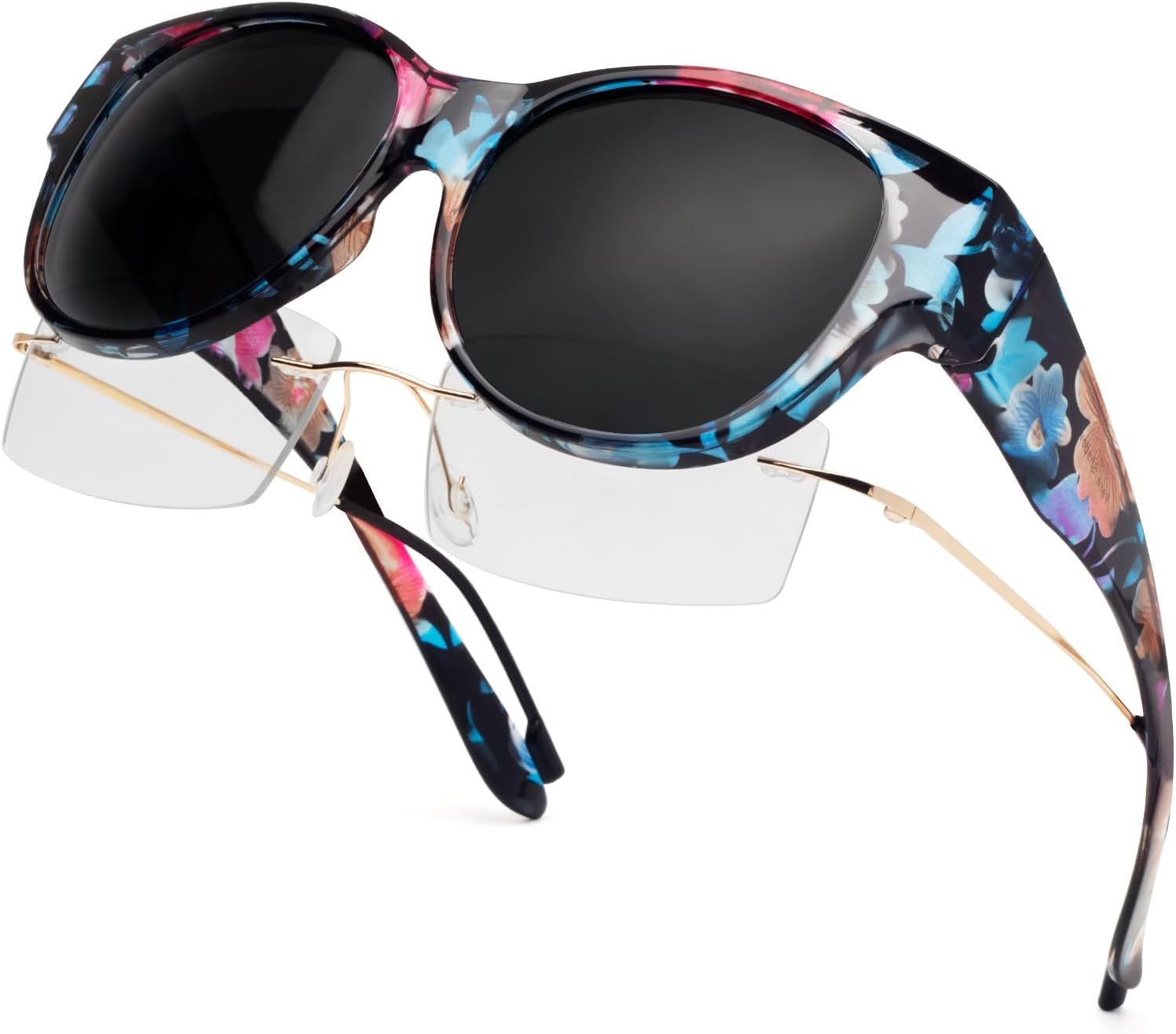 Солнцезащитные очки с поляризованным покрытием, надеваемые поверх обычных очков, женские солнцезащитные очки с защитой от УФ-излучения, легкие Face Shadow, L Floral Frame / Grey Lens
Солнцезащитные очки с поляризованным покрытием, надеваемые поверх обычных очков, женские солнцезащитные очки с защитой от УФ-излучения, легкие Face Shadow, L Floral Frame / Grey Lens