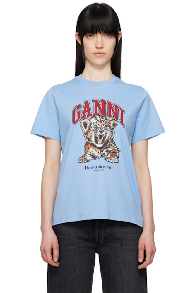 Футболка свободного покроя с принтом тигра из джерси синего цвета GANNI
Футболка свободного покроя с принтом тигра из джерси синего цвета GANNI