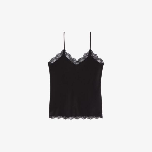 Шелковый топ свободного кроя с кружевной вышивкой The Kooples, черный
Шелковый топ свободного кроя с кружевной вышивкой The Kooples, черный