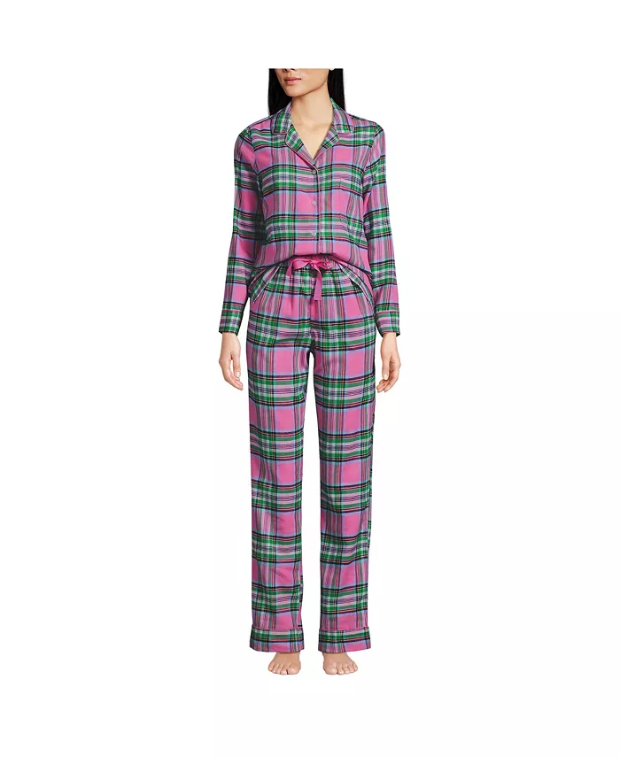 Женский драпированный фланелевый пижамный комплект из двух предметов: топ и брюки Lands' End, фиолетовый
Женский драпированный фланелевый пижамный комплект из двух предметов: топ и брюки Lands' End, фиолетовый