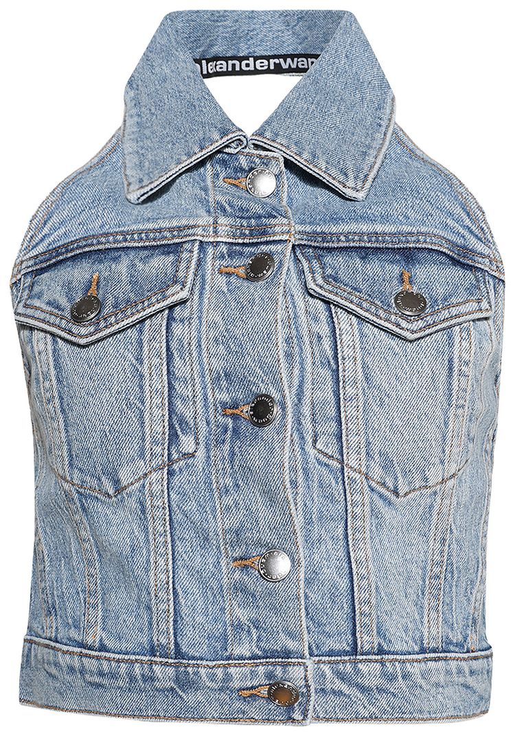 Топ Alexander Wang из эластичного денима с завязками на шее, синий
Топ Alexander Wang из эластичного денима с завязками на шее, синий