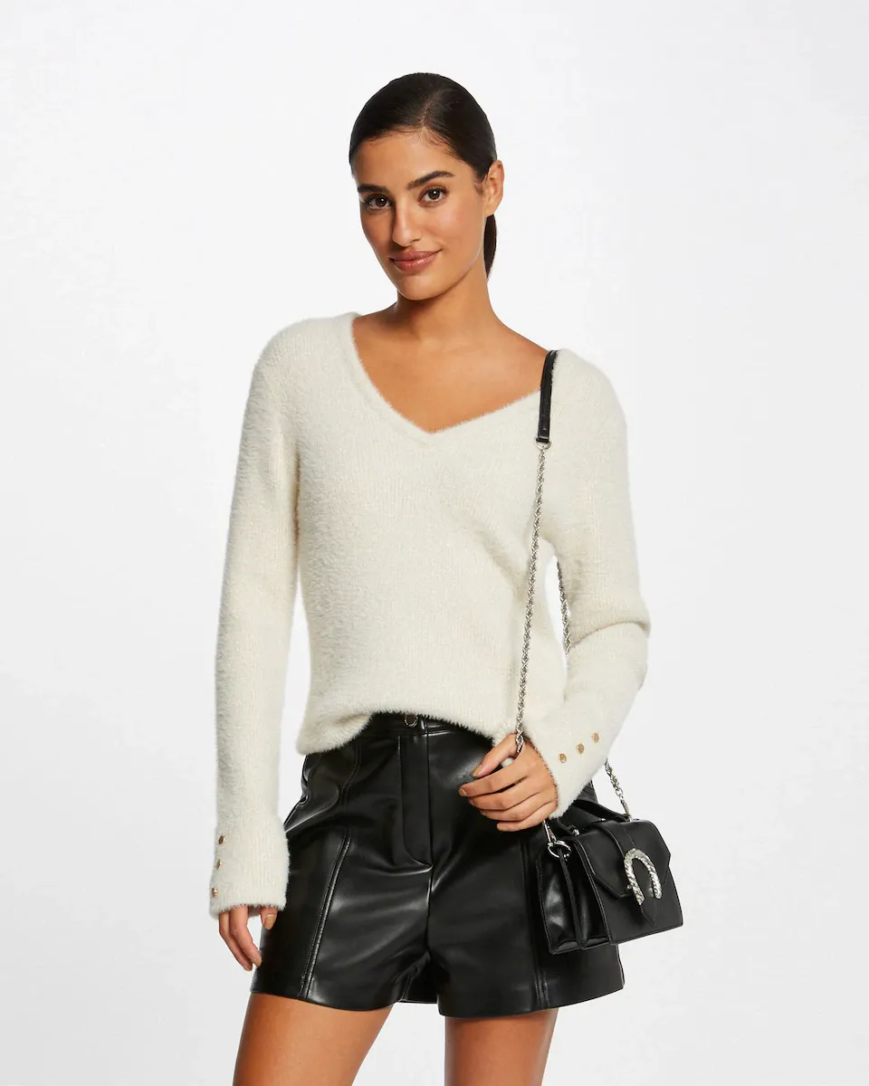 Женский свитер с длинными рукавами и V-образным вырезом Morgan, кремовый
Женский свитер с длинными рукавами и V-образным вырезом Morgan, кремовый