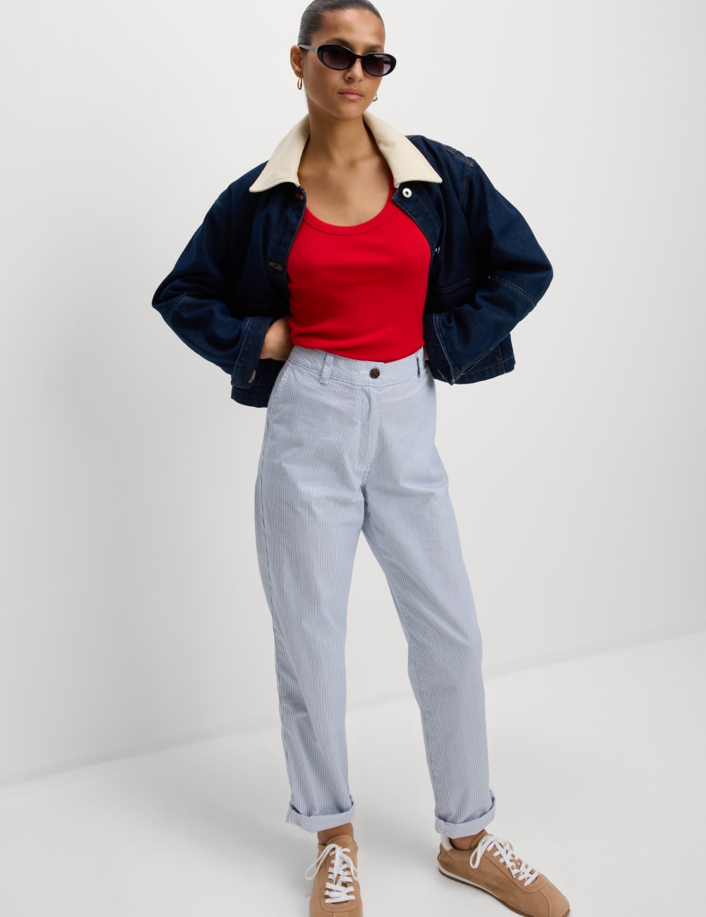 Полосатые брюки-чиносы Slim Fit из хлопка с высоким содержанием хлопка Marks & Spencer, белый
Полосатые брюки-чиносы Slim Fit из хлопка с высоким содержанием хлопка Marks & Spencer, белый