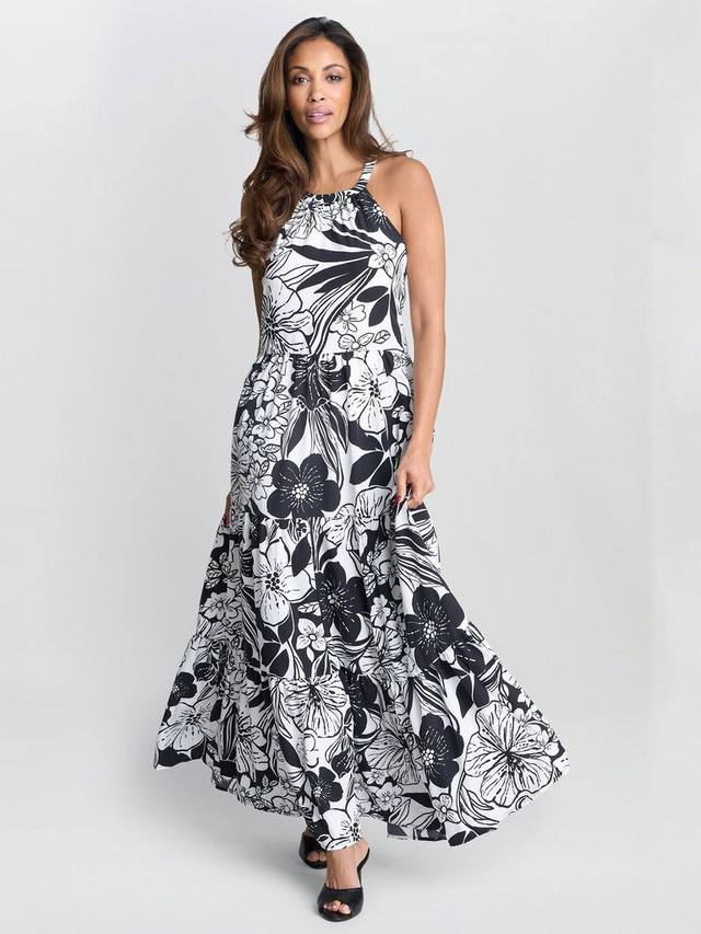 Креповое платье макси Dina с цветочным принтом и бретелями-хомутом Gina Bacconi, Black/White
Креповое платье макси Dina с цветочным принтом и бретелями-хомутом Gina Bacconi, Black/White