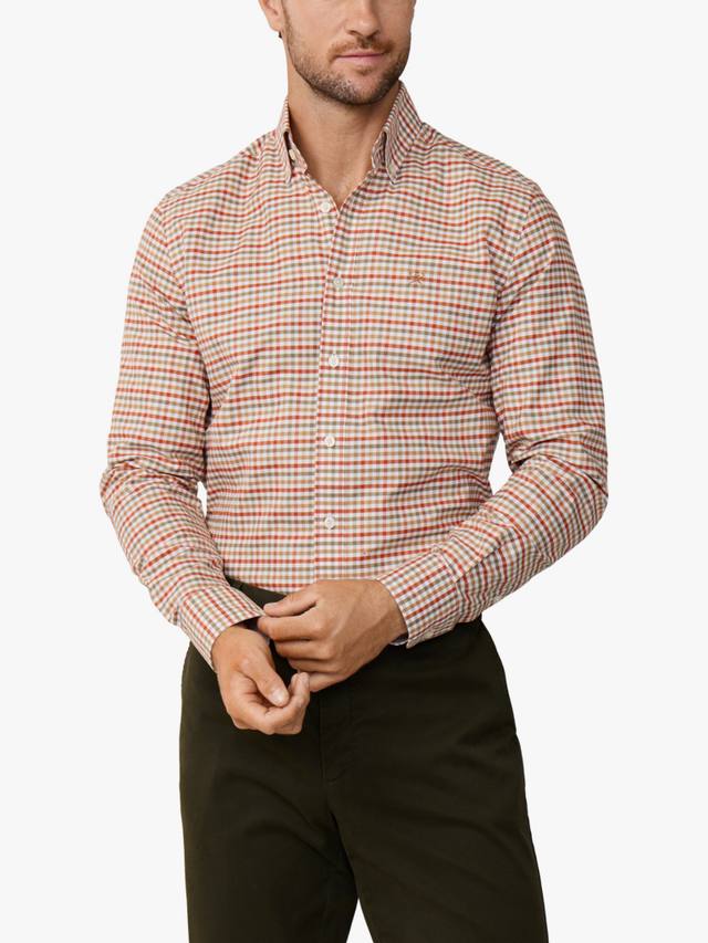 Хлопковая рубашка с приталенным кроем, пуговицами и клетчатым воротником Hackett London
Хлопковая рубашка с приталенным кроем, пуговицами и клетчатым воротником Hackett London