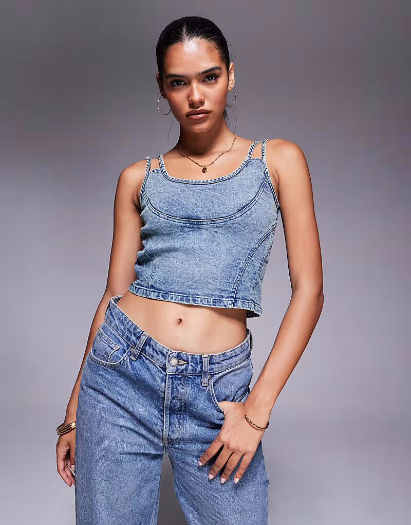 Джинсовый топ Liquor N Poker с декоративной строчкой, синий, винтажный
Джинсовый топ Liquor N Poker с декоративной строчкой, синий, винтажный