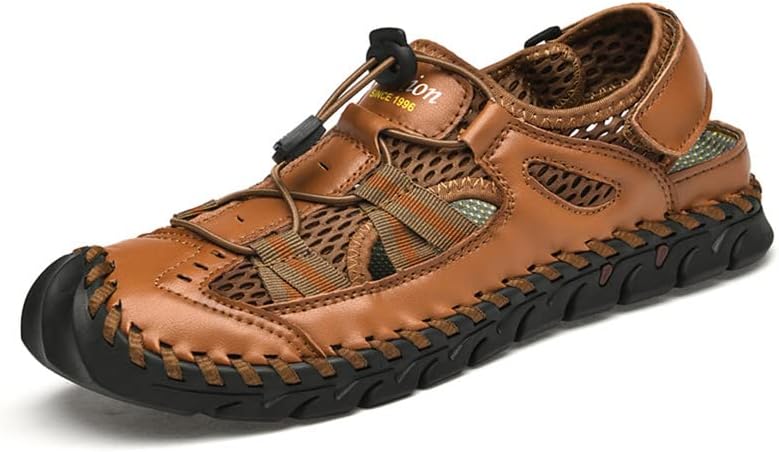 Мужские сандалии для ходьбы LLTMALL с закрытым носком, дышащие, кожаные, на шнуровке, регулируемые, летние водные сандалии, коричневый
Мужские сандалии для ходьбы LLTMALL с закрытым носком, дышащие, кожаные, на шнуровке, регулируемые, летние водные сандалии, коричневый