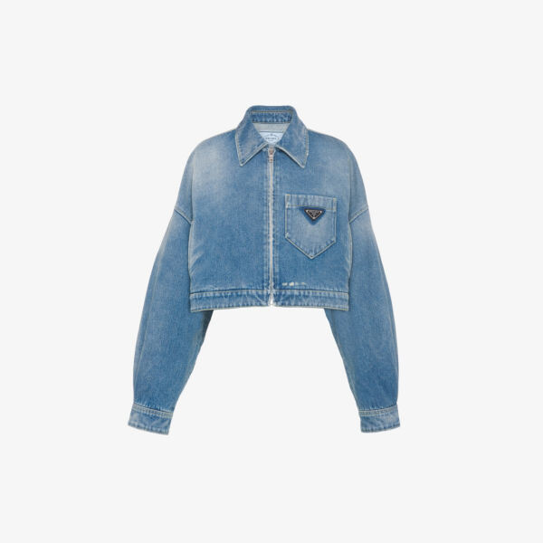 Укороченная джинсовая куртка с логотипом Prada, синий
Укороченная джинсовая куртка с логотипом Prada, синий