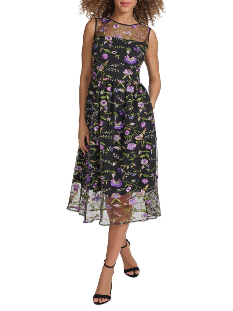 Платье миди из сетчатой ткани с цветочной вышивкой, облегающее и расклешенное Kensie, черный мульти
Платье миди из сетчатой ткани с цветочной вышивкой, облегающее и расклешенное Kensie, черный мульти