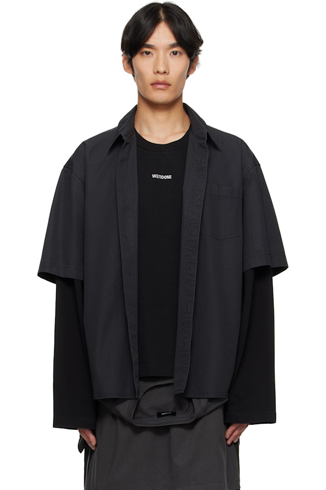 Длинная рубашка с логотипом и многослойным рукавом We11Done, цвет charcoal
Длинная рубашка с логотипом и многослойным рукавом We11Done, цвет charcoal