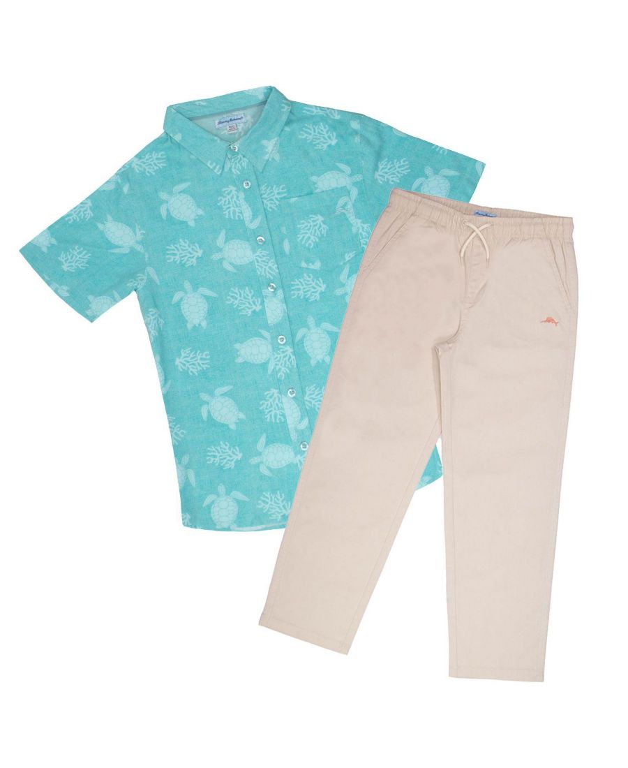 Классический комплект одежды для мальчика: рубашка и брюки из тканого полотна с пуговицами Tommy Bahama, Aqua ocean/beige
Классический комплект одежды для мальчика: рубашка и брюки из тканого полотна с пуговицами Tommy Bahama, Aqua ocean/beige