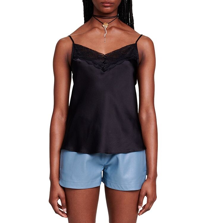 Шелковая майка Maje Leana с кружевной отделкой, черный
Шелковая майка Maje Leana с кружевной отделкой, черный