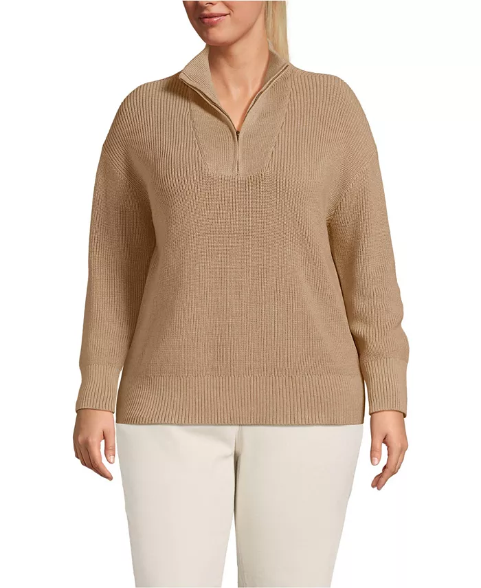 Женский хлопковый свитер Drifter больших размеров с застежкой-молнией на четверть оборота Lands' End, коричневый
Женский хлопковый свитер Drifter больших размеров с застежкой-молнией на четверть оборота Lands' End, коричневый