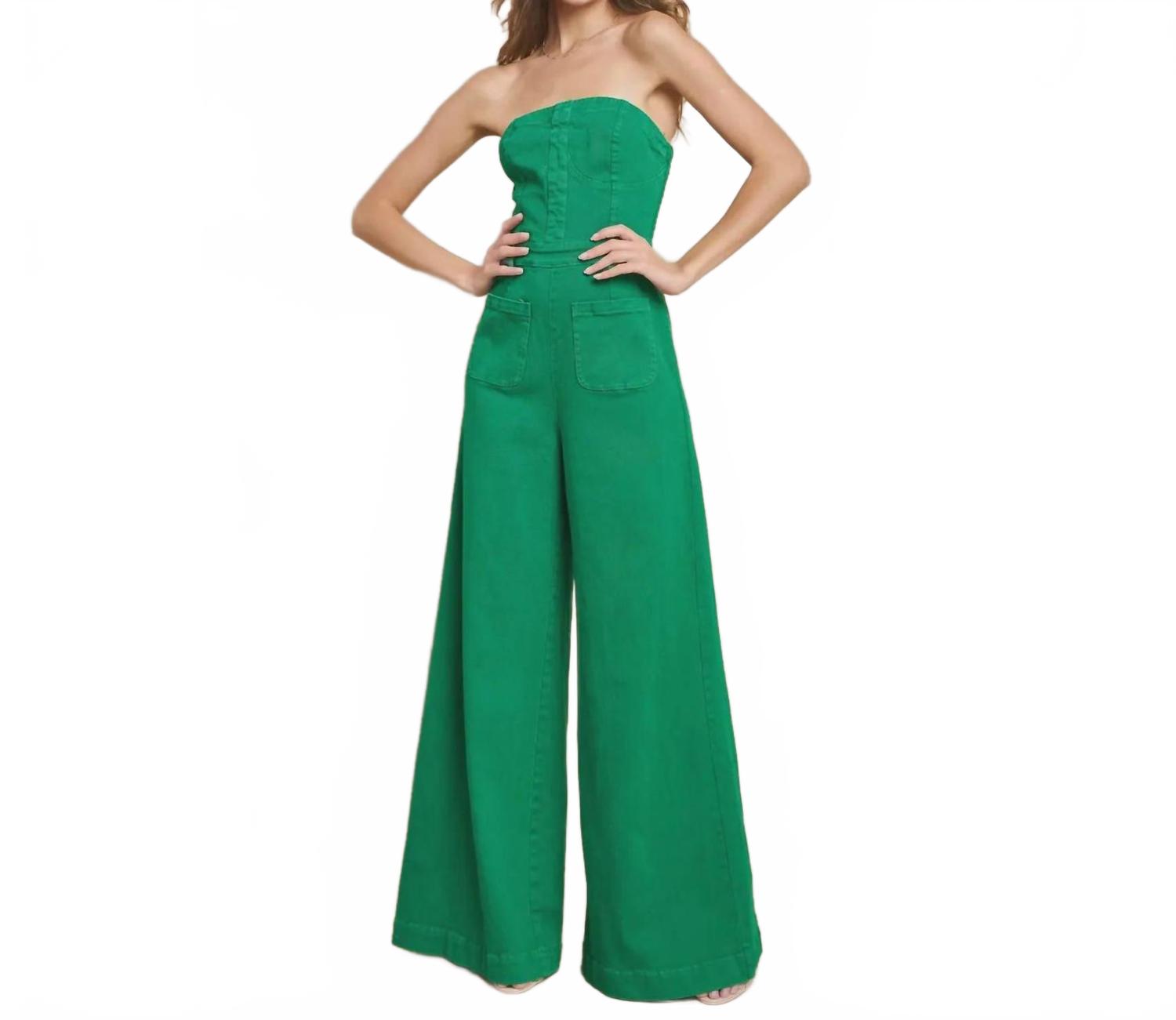 Зеленый комбинезон с открытыми плечами WISTERIA LANE 
Зеленый комбинезон с открытыми плечами WISTERIA LANE