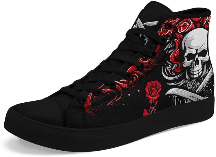 Крутые индивидуальные кроссовки Skull High Tops из холщовой ткани для мужчин и женщин, классические с шнуровкой, готический стиль, повседневные холщовые кроссовки Coolcustomize, Color1
Крутые индивидуальные кроссовки Skull High Tops из холщовой ткани для мужчин и женщин, классические с шнуровкой, готический стиль, повседневные холщовые кроссовки Coolcustomize, Color1
