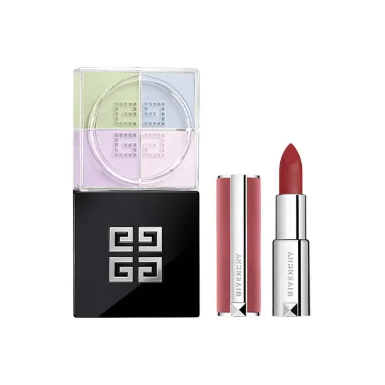Givenchy Набор косметики с рассыпчатой пудрой на четыре отсека и помадой red velvet, легко растушевывается, естественный вид
Givenchy Набор косметики с рассыпчатой пудрой на четыре отсека и помадой red velvet, легко растушевывается, естественный вид