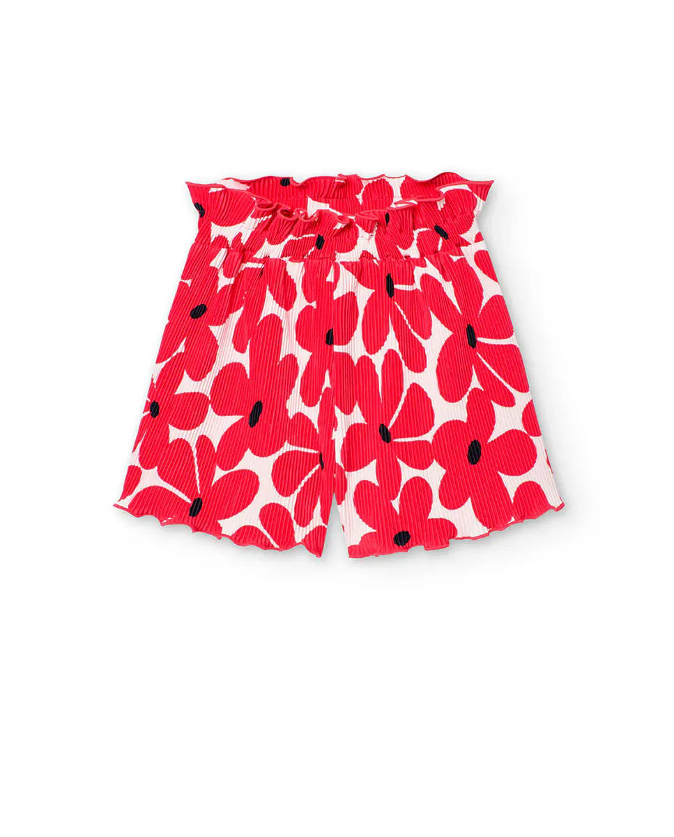 Плиссированные шорты-бермуды для девочек с цветочным принтом Boboli, фуксия
Плиссированные шорты-бермуды для девочек с цветочным принтом Boboli, фуксия