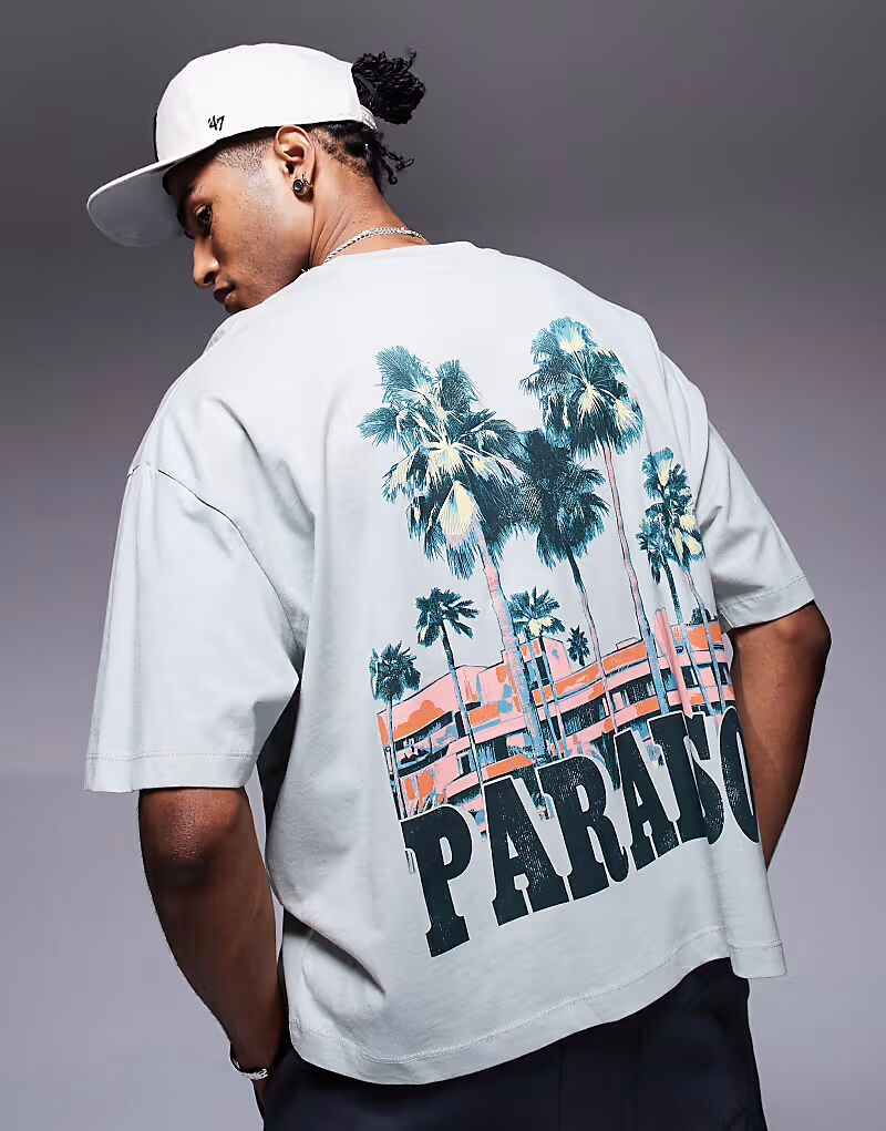 Футболка свободного кроя ASOS DESIGN серого цвета с принтом спереди
Футболка свободного кроя ASOS DESIGN серого цвета с принтом спереди