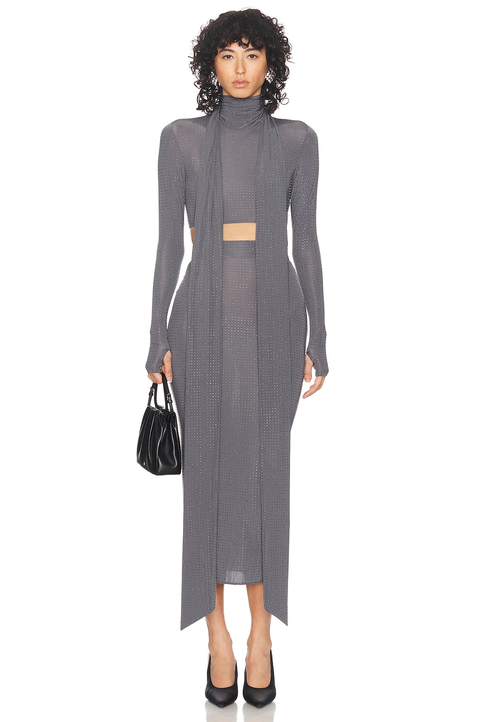 Укороченный топ с шарфом и длинными рукавами Alex Perry, цвет Iron
Укороченный топ с шарфом и длинными рукавами Alex Perry, цвет Iron