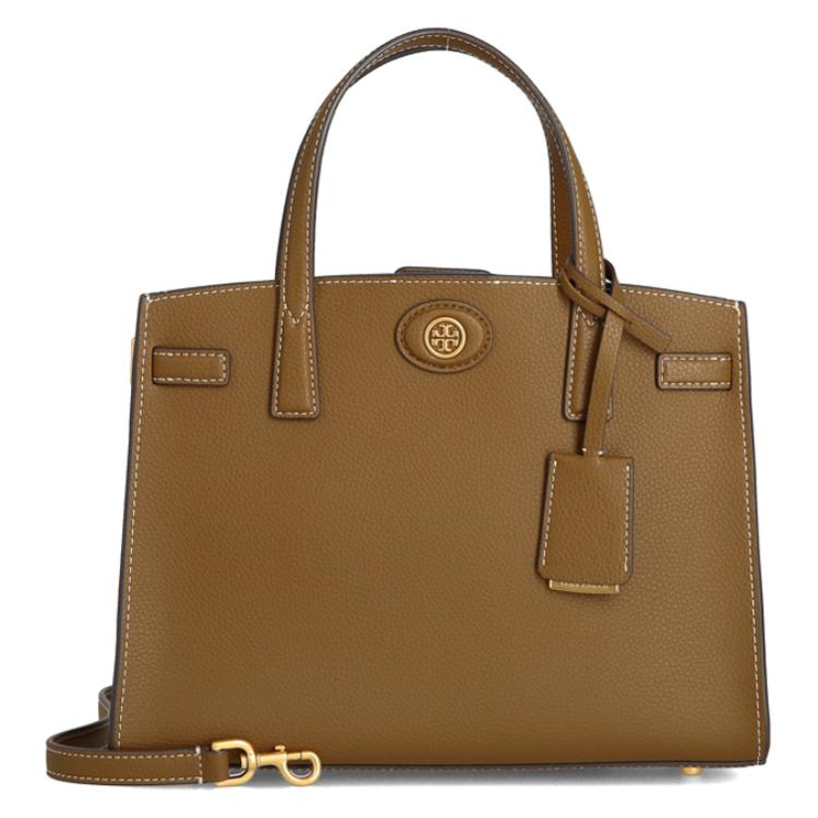 Robinson Личи Зернистая Кожа Портфель Через Плечо Сумка Кроссбоди Маленький Размер Женская Коричневая TORY BURCH