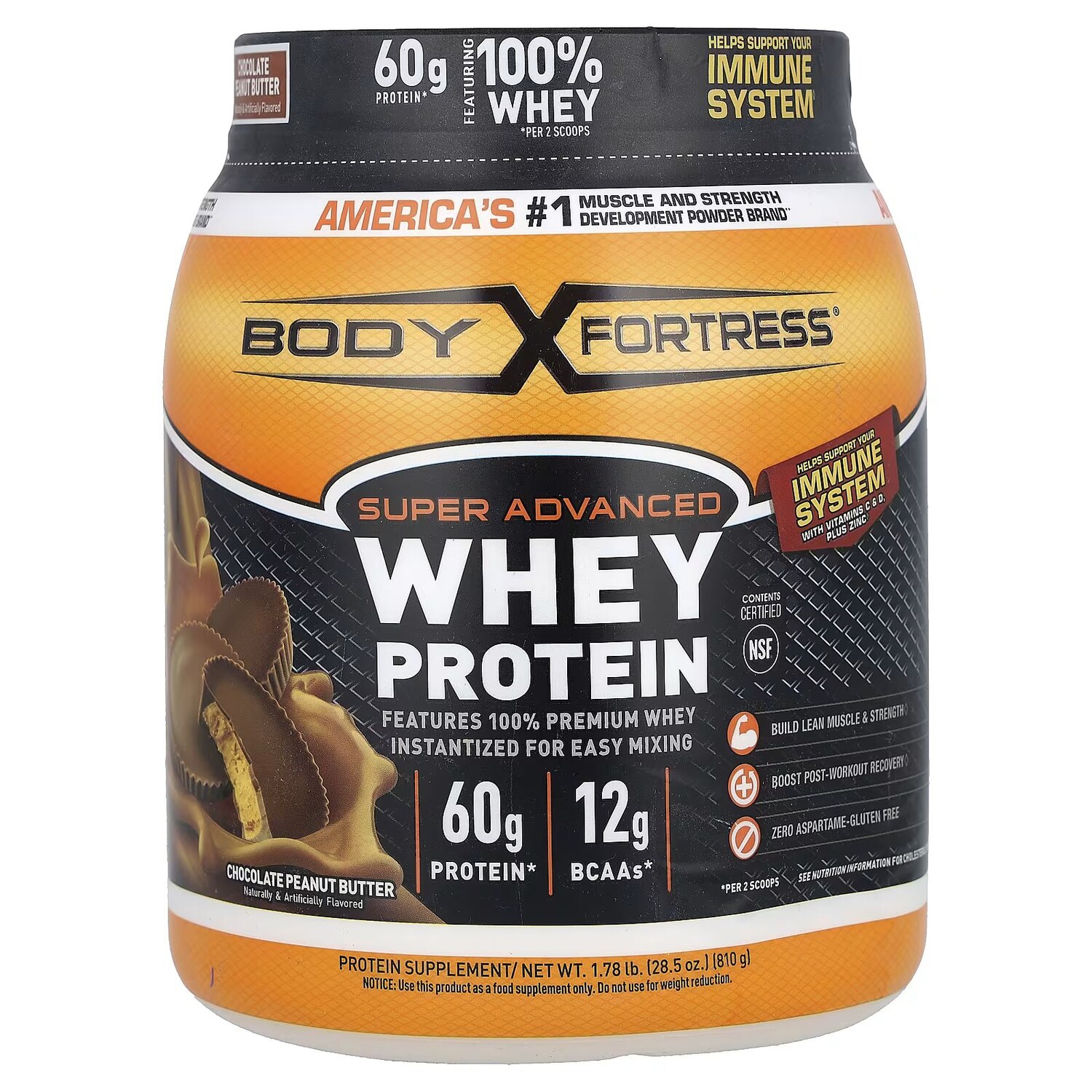 Super Advanced Whey Protein, шоколадно-арахисовое масло, 1,78 фунта (810 г) Body Fortress
Super Advanced Whey Protein, шоколадно-арахисовое масло, 1,78 фунта (810 г) Body Fortress