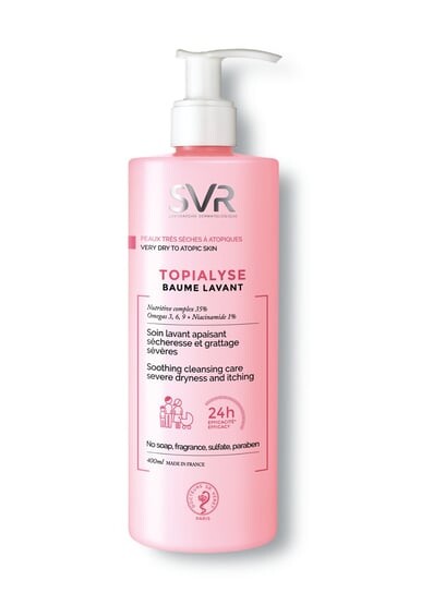 Питательный бальзам для мытья сухой и атопичной кожи, 400 мл SVR Topialyse Baume
Питательный бальзам для мытья сухой и атопичной кожи, 400 мл SVR Topialyse Baume