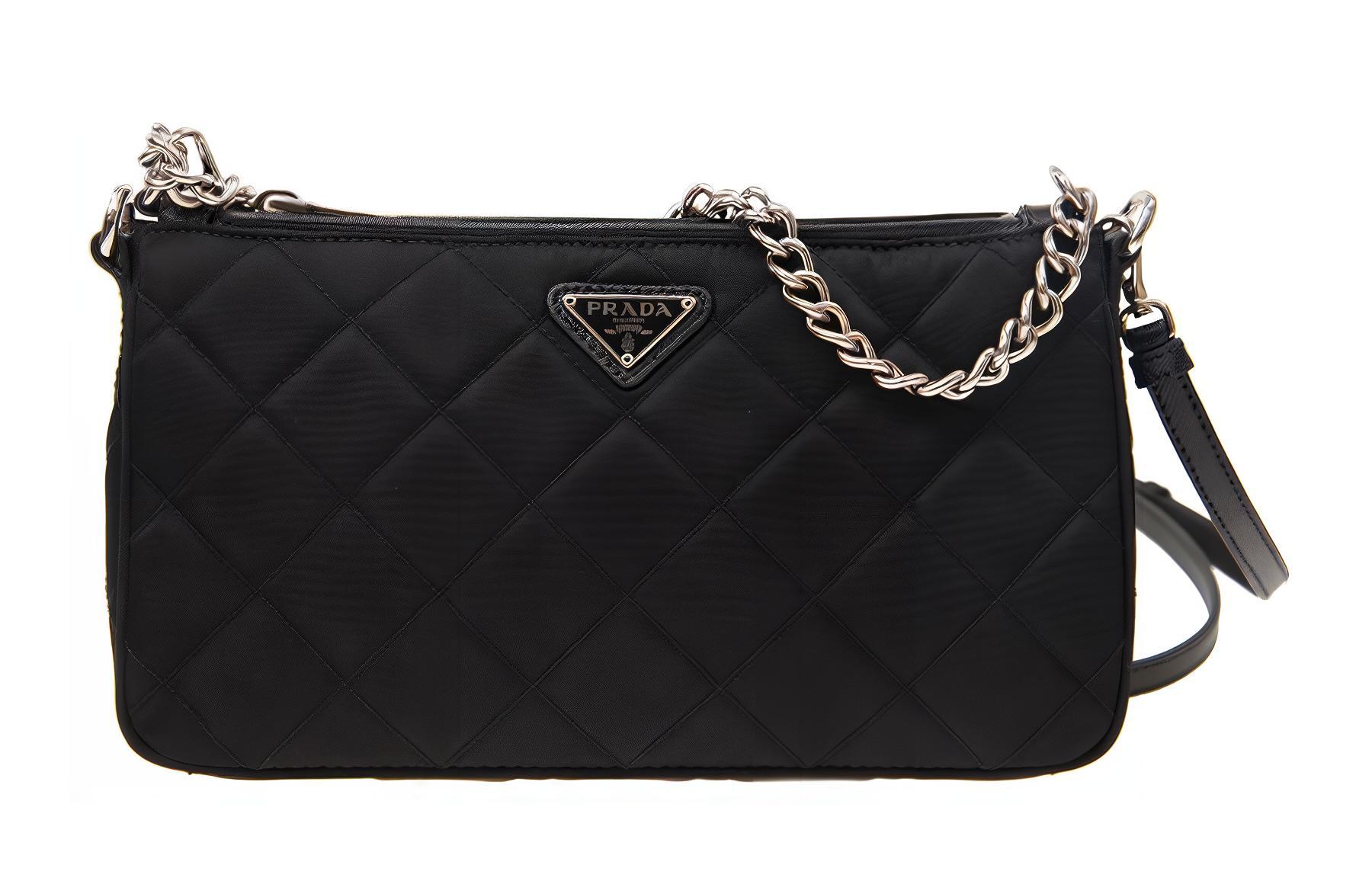 Сумка через плечо на поясной ремень из нейлона женская черная PRADA