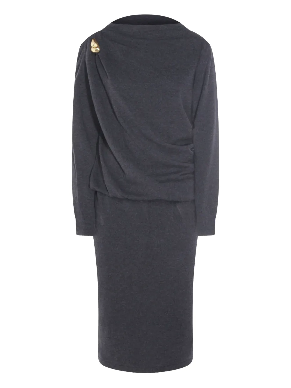 Платье миди с драпировкой и украшением Fabiana Filippi, серый
Платье миди с драпировкой и украшением Fabiana Filippi, серый