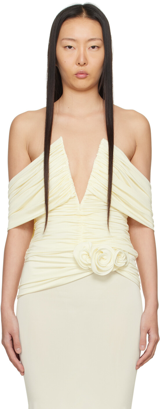 Кремового цвета драпированный топ Magda Butrym 
Кремового цвета драпированный топ Magda Butrym