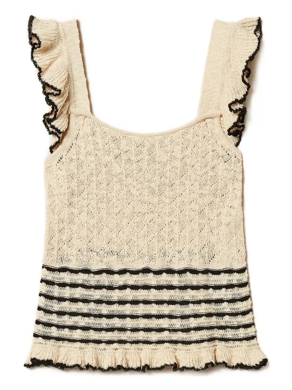 Блузка с оборками и полосатыми деталями Twinset, нейтральный
Блузка с оборками и полосатыми деталями Twinset, нейтральный