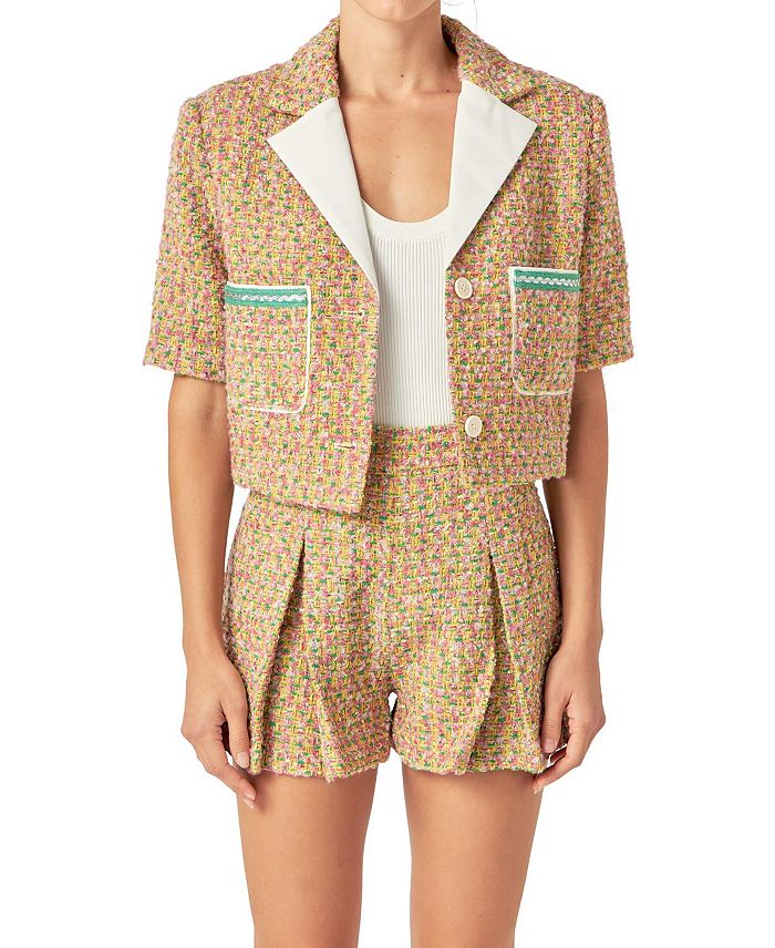 Женская укороченная жакет-букле с отделкой English Factory, мультиколор
Женская укороченная жакет-букле с отделкой English Factory, мультиколор